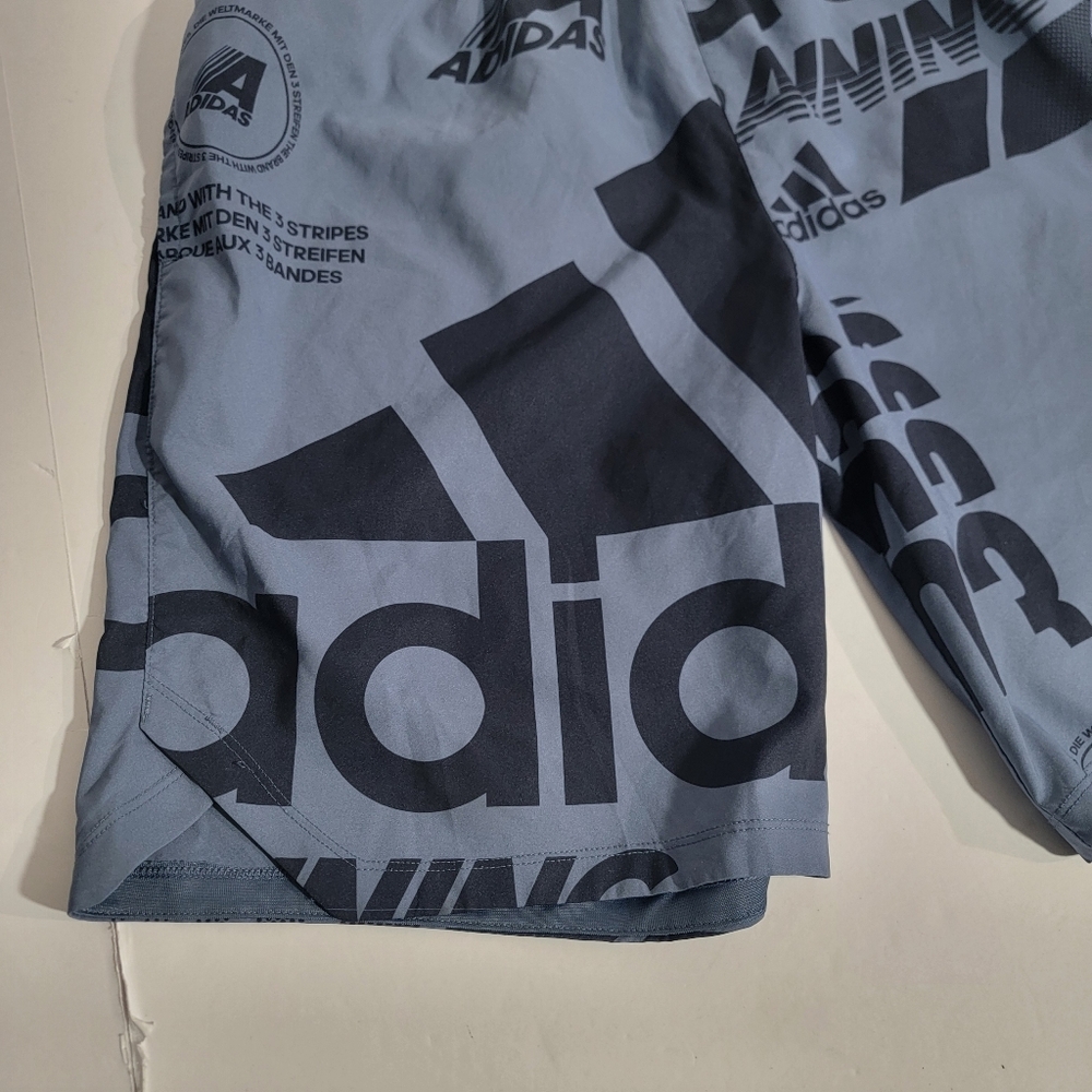 Adidas Men's Blue And Grey Logo Print Athletic Shorts Size M - Picture 4 of 9